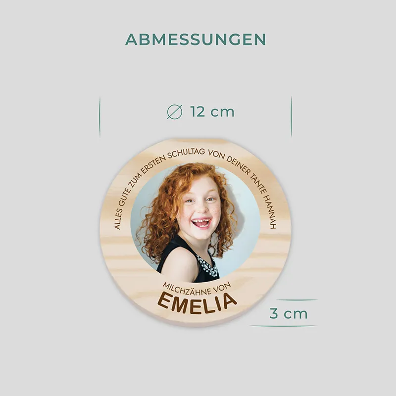 Personalisierte Milchzahndose aus Holz mit Foto & Namen - Zahnbox für Kinder | Zahndose für Milchzähne - Baby Zahnfee Geschenk & Andenken zur Taufe