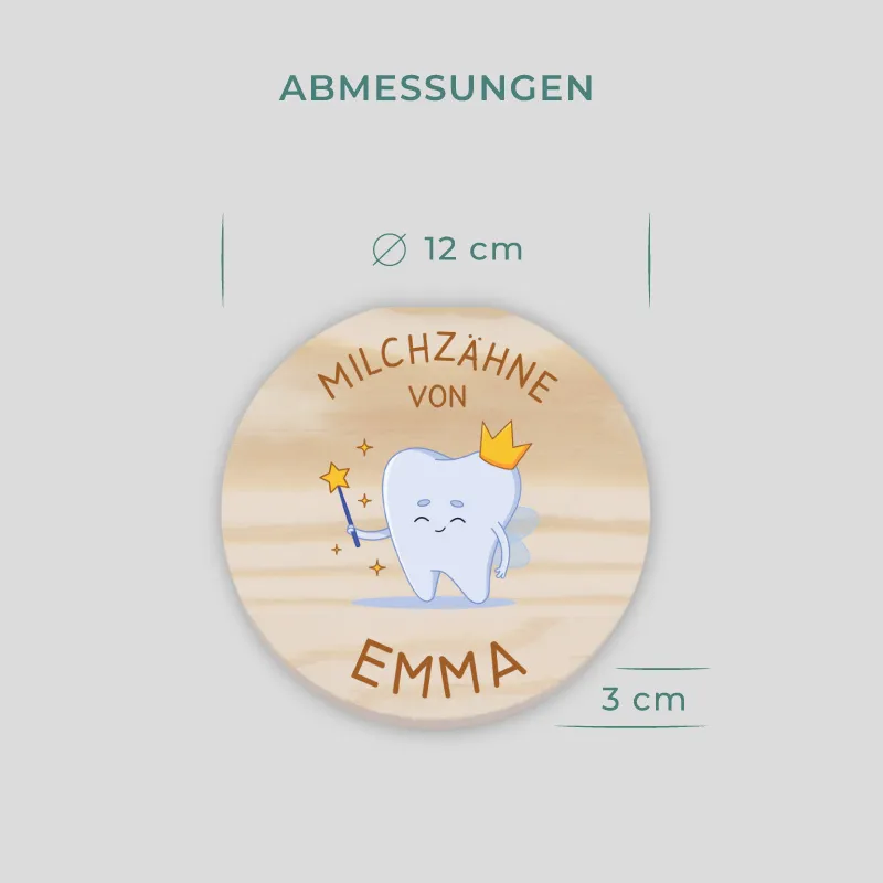 Personalisierte Milchzahndose aus Holz mit Namen - Zahnbox mit Zahnfee für Kinder | Zahndose für Milchzähne - Baby Geschenk & Andenken zur Taufe