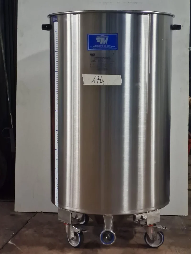 SERBATOIO INOX CON RUOTE LT 300A FONDO BOMBATO - OUTLET174