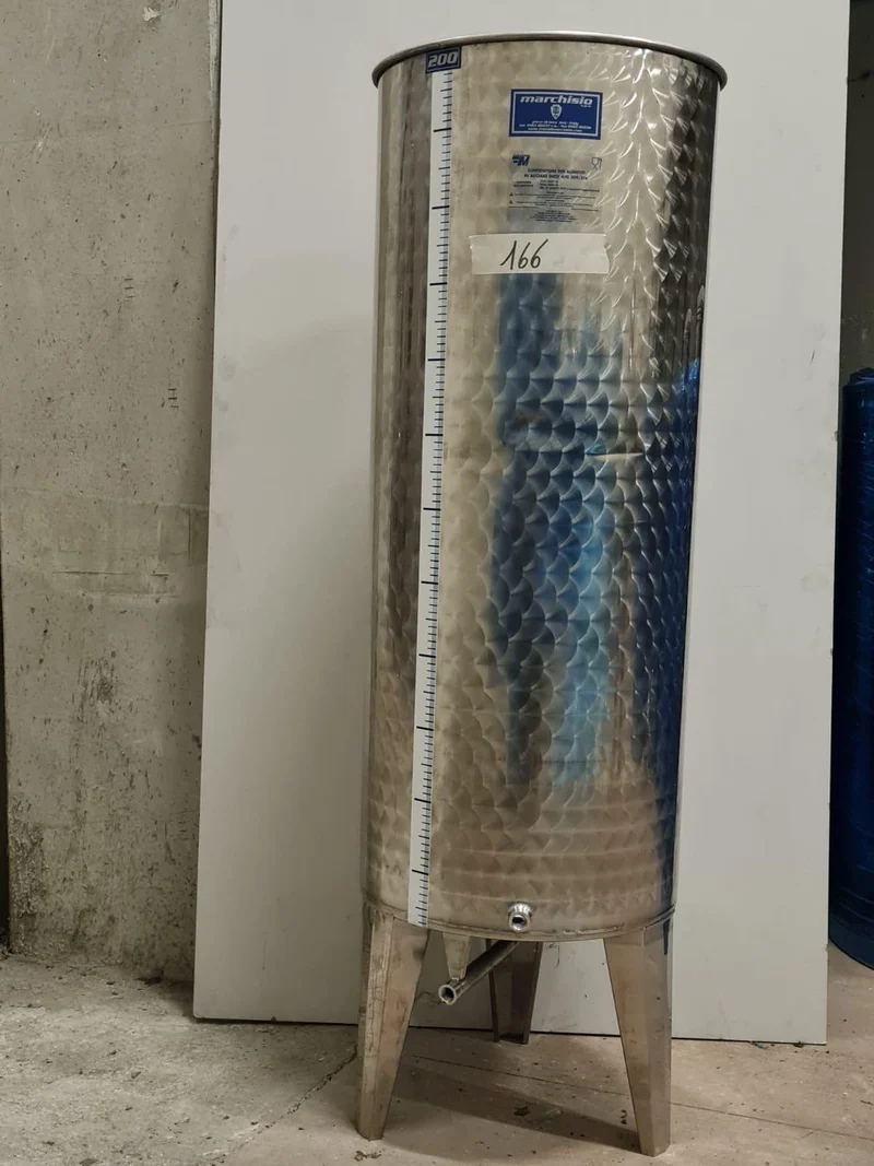 SERBATOIO INOX LT 200A CON COPERCHIO FONDO CONICO - OUTLET166