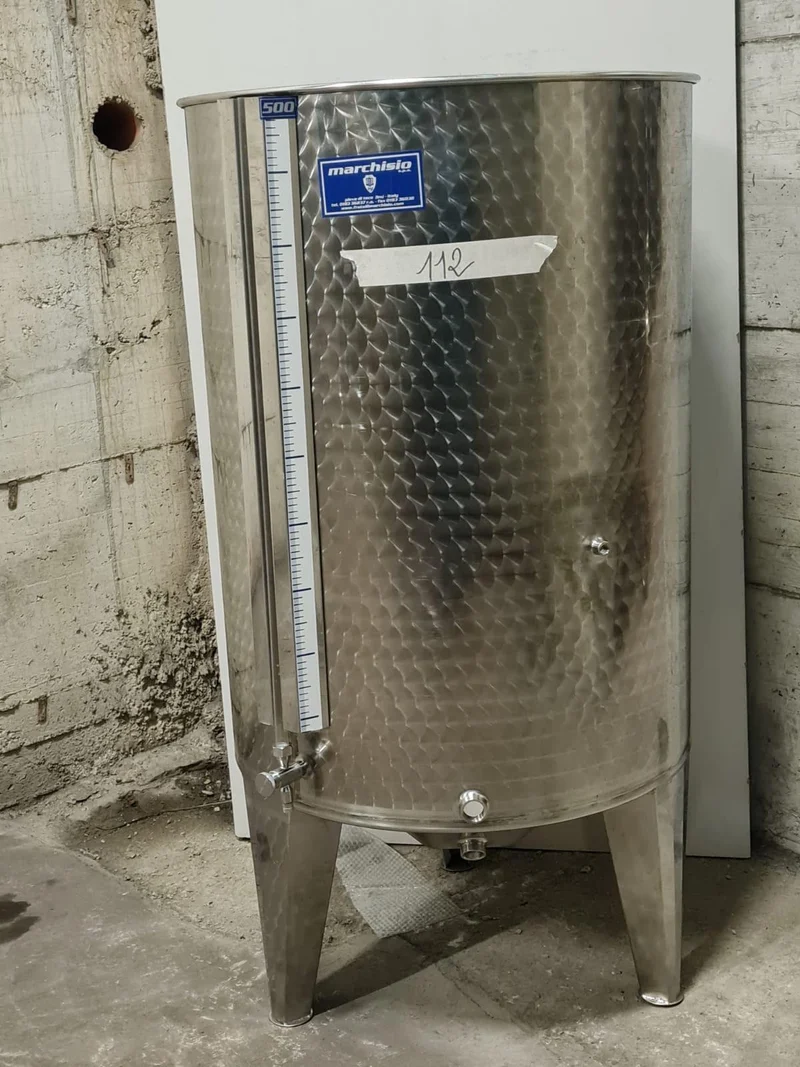 SERBATOIO INOX SEMPREPIENO AD ARIA LT 500 FONDO BOMBATO CON PIEDI - OUTLET112