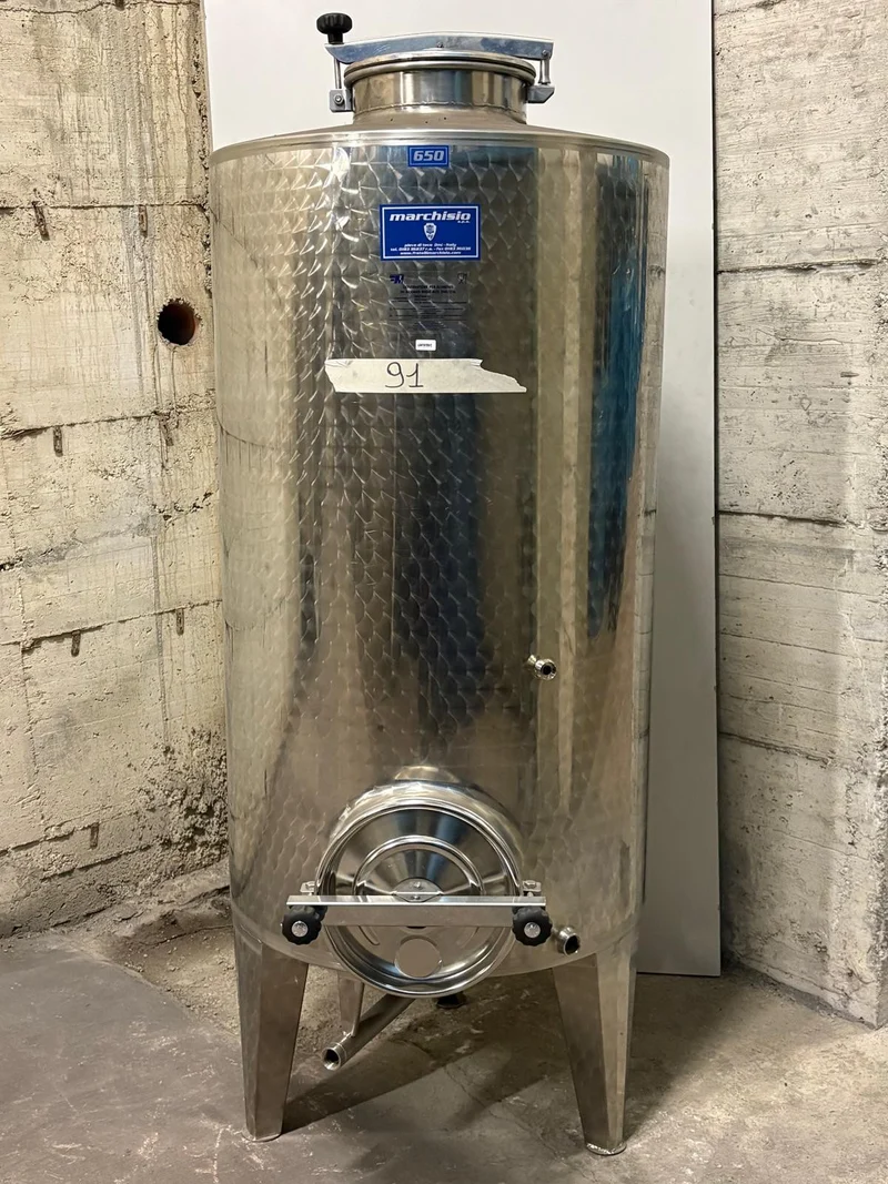 SERBATOIO INOX STOCCAGGIO LT 650 FONDO CONICO - OUTLET91