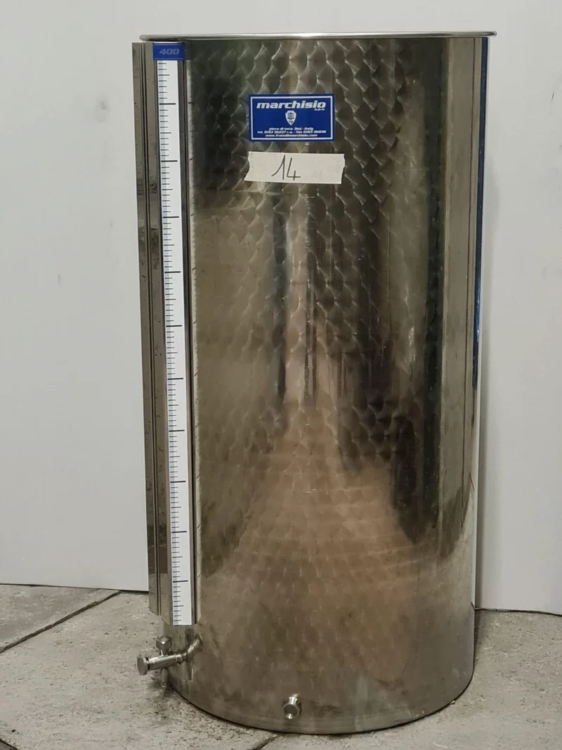 SERBATOIO INOX LT 400A CON COPERCHIO FONDO PIANO - OUTLET