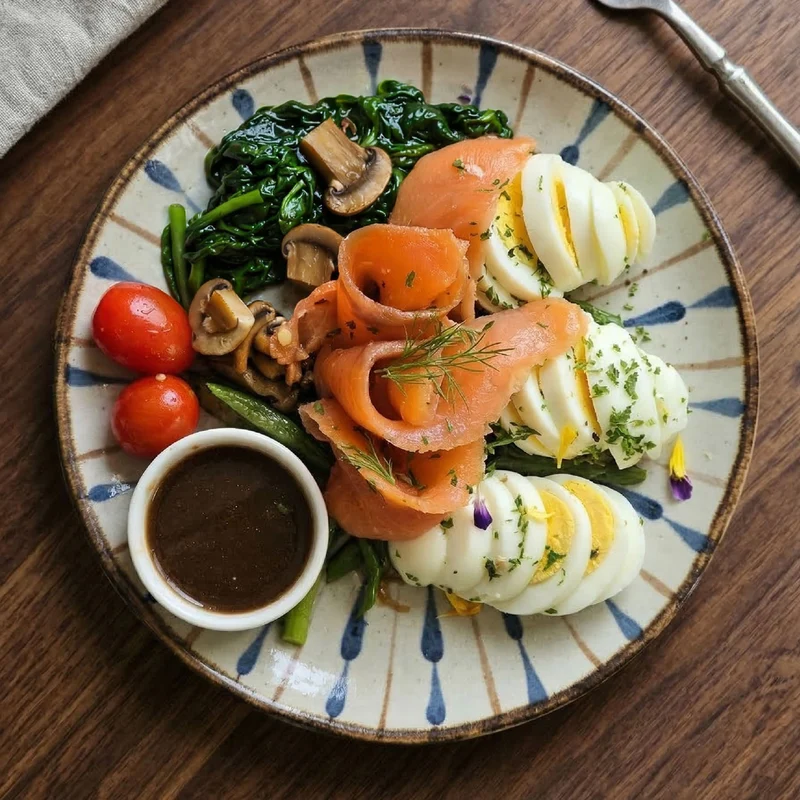 Smoked Salmon Energy Bowl w/ Eggs, Balsamic Honey Dressing and Side Salad