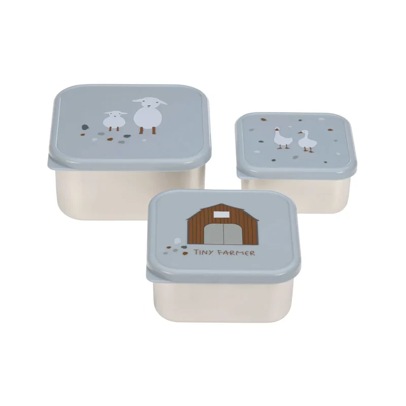 Brotdosen für Kinder (3er-Set) - Tiny Farmer, blau