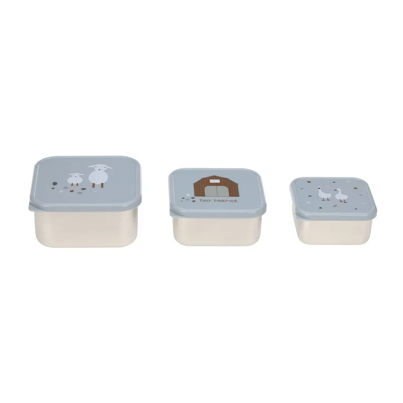 Brotdosen für Kinder (3er-Set) - Tiny Farmer, blau