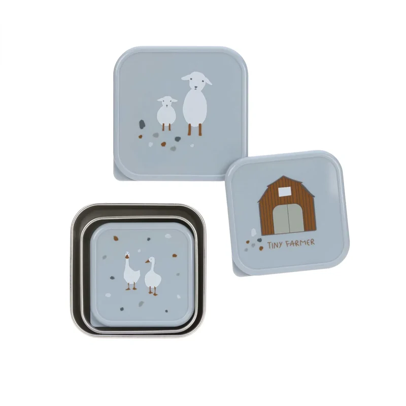 Brotdosen für Kinder (3er-Set) - Tiny Farmer, blau