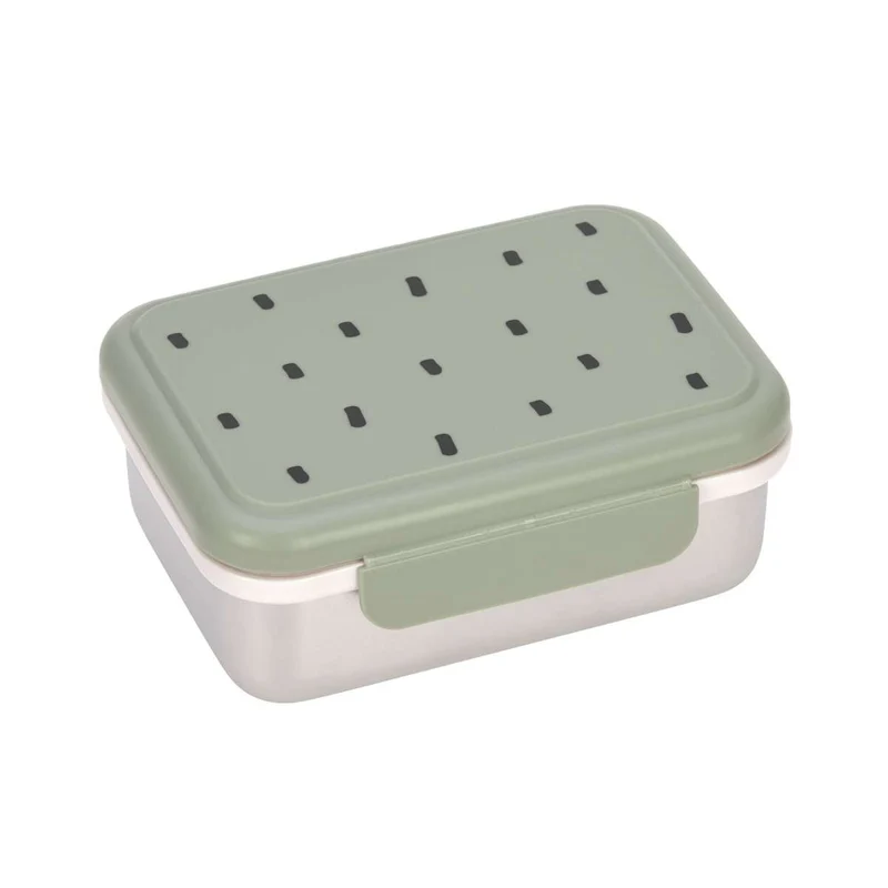 Kinder-Snackbox aus Edelstahl, Happy Prints Olive