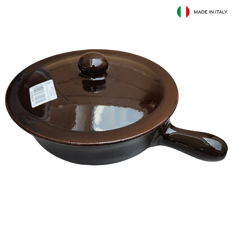CASSERUOLA 1 MANICO CM 22 MARRONE CON COPERCHIO
