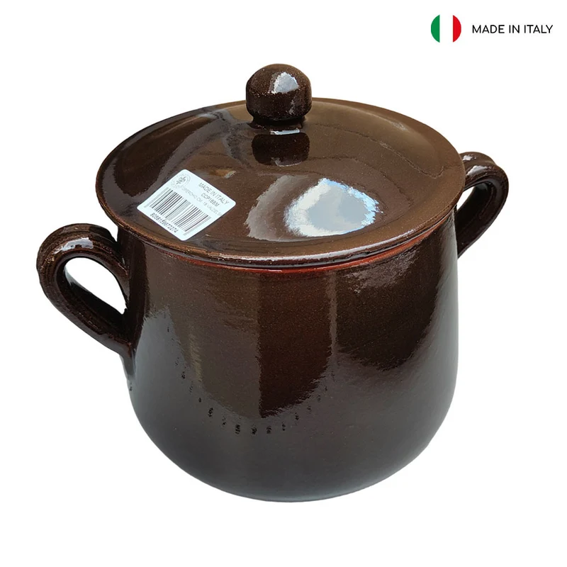 MARMITTA CM 22 MARRONE CON COPERCHIO
