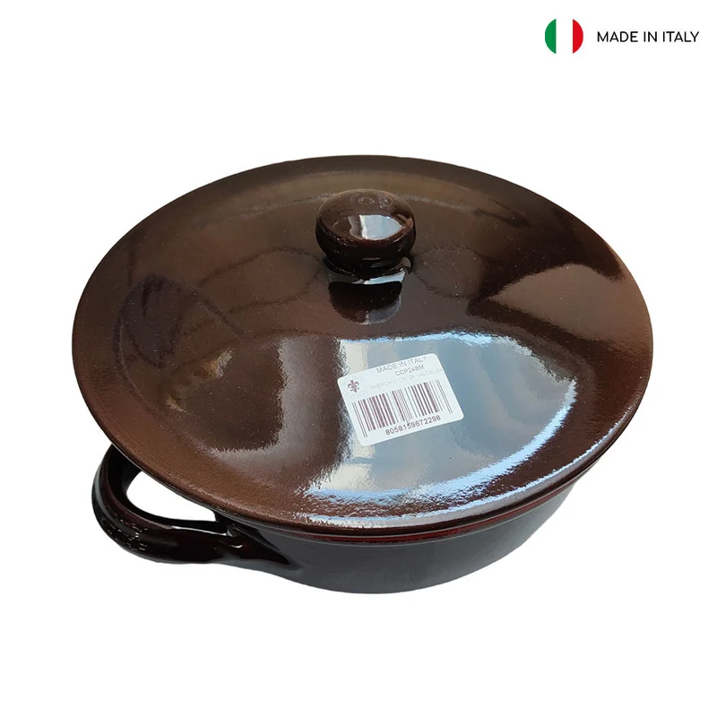 TEGAME 2 MANICI CM 24 MARRONE CON COPERCHIO