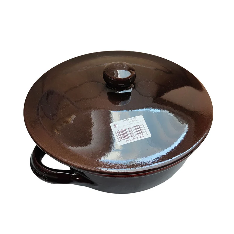 TEGAME 2 MANICI CM 24 MARRONE CON COPERCHIO