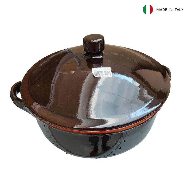 TEGAME 2 MANICI CM 28 MARRONE CON COPERCHIO