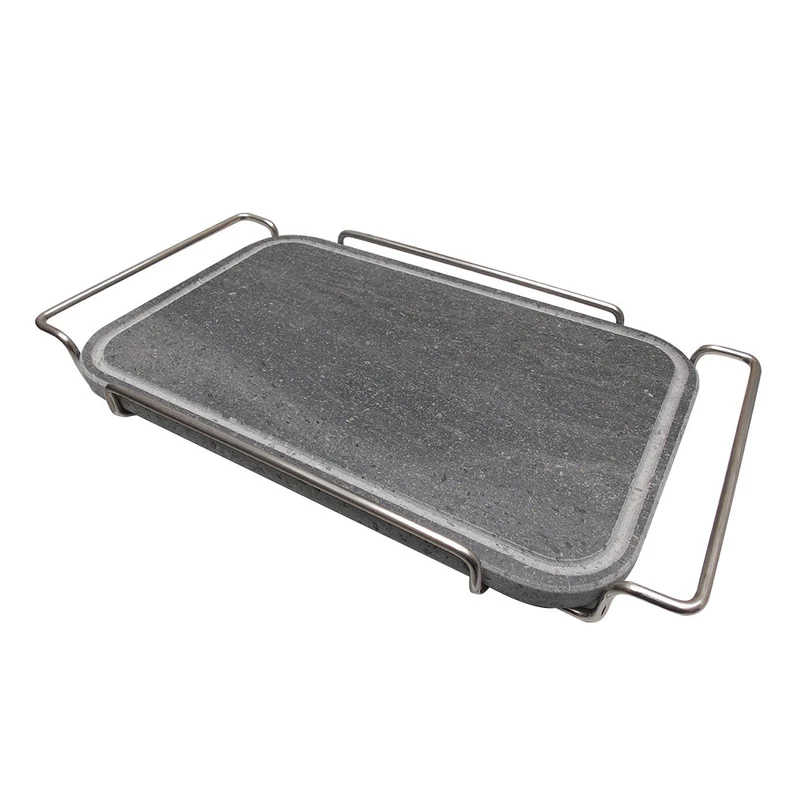 PIETRA RETTANGOLARE SPIGOLI ARROTON. CM 25X35 C/SUPPORTO INOX