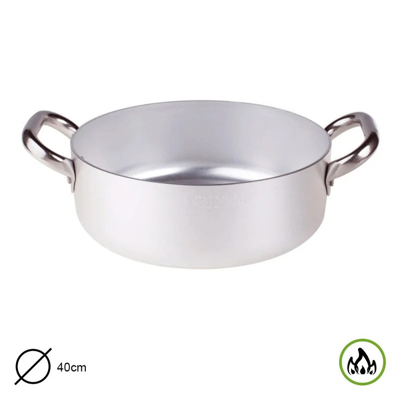 CASSERUOLA BASSA 2 MANICI CM 40 SPESSORE 3 MM