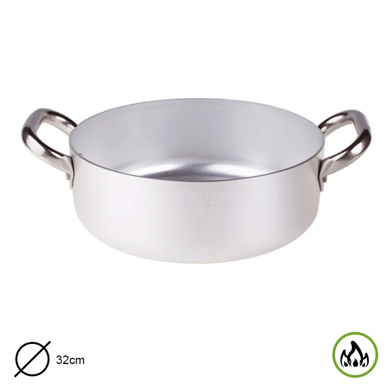 CASSERUOLA BASSA 2 MANICI CM 32 SPESSORE 3 MM