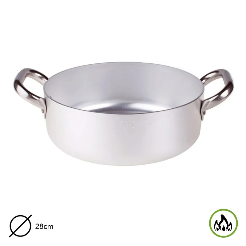 CASSERUOLA BASSA 2 MANICI CM 28 SPESSORE 3 MM