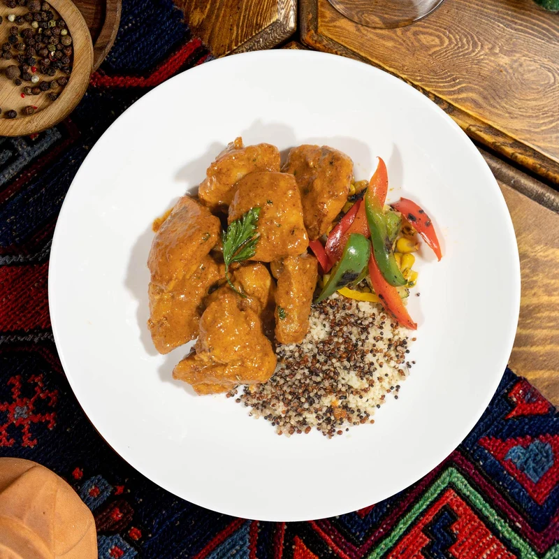 B. Low Fat Chicken Marsala W/ Seasonal Vegetables And Quinoa Couscous Mix Rice