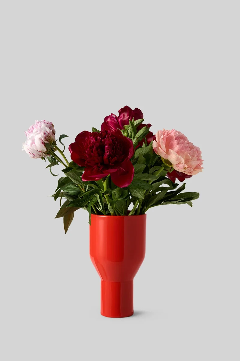VASE, FLOWERSHADE, RED