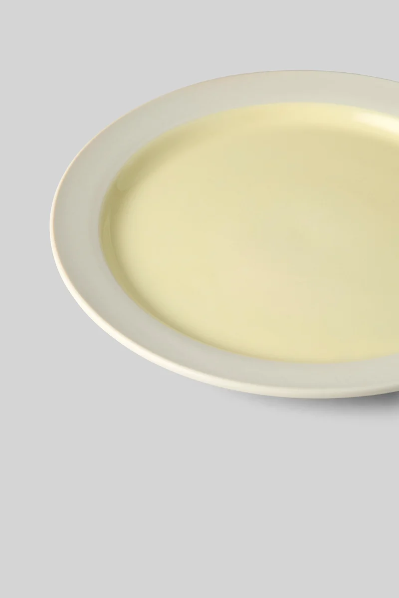 CLAYWARE, PLATE, LARGE, 2 PSC, IVORY/YELLOW