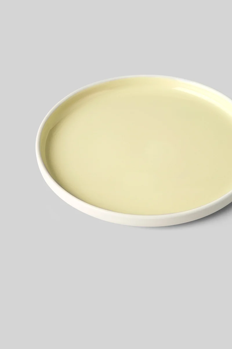 CLAYWARE, PLATE, MEDIUM, 2 PCS, IVORY/YELLOW