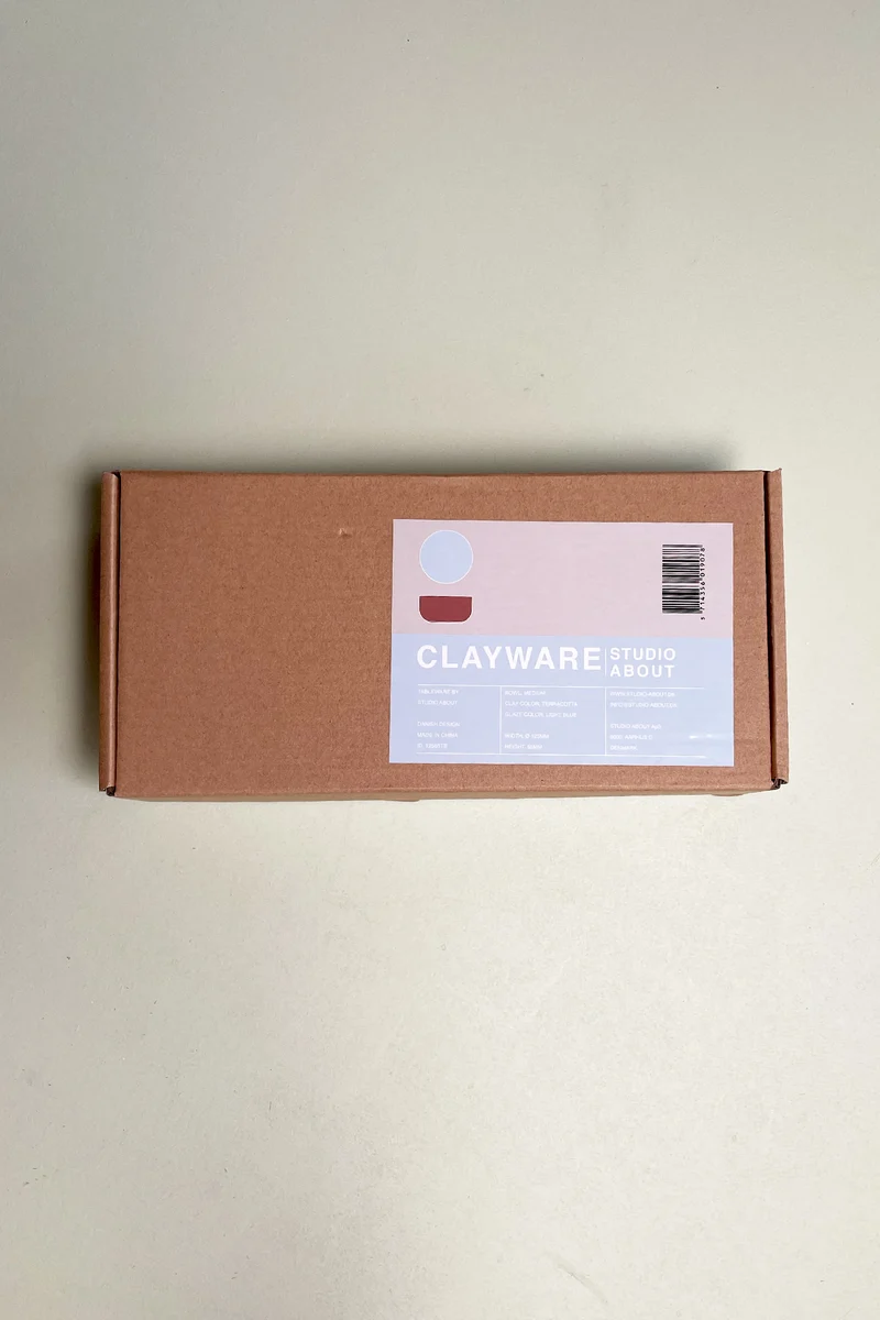 CLAYWARE, BOWL, MEDIUM, 2 PCS, TERRACOTTA/BLUE