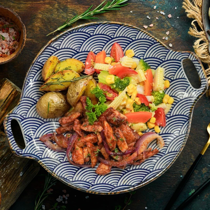 B. Mexican Chicken W/ Corn Salad, Tomato Salsa And Potato