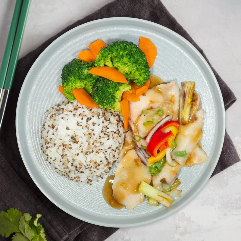 D. 剁椒魚柳配時蔬及白飯 - 23Sep