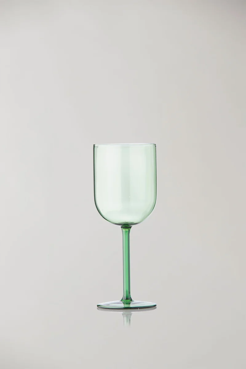 GLASSWARE, WINE GLASS, TALL, 2 PCS, GREEN