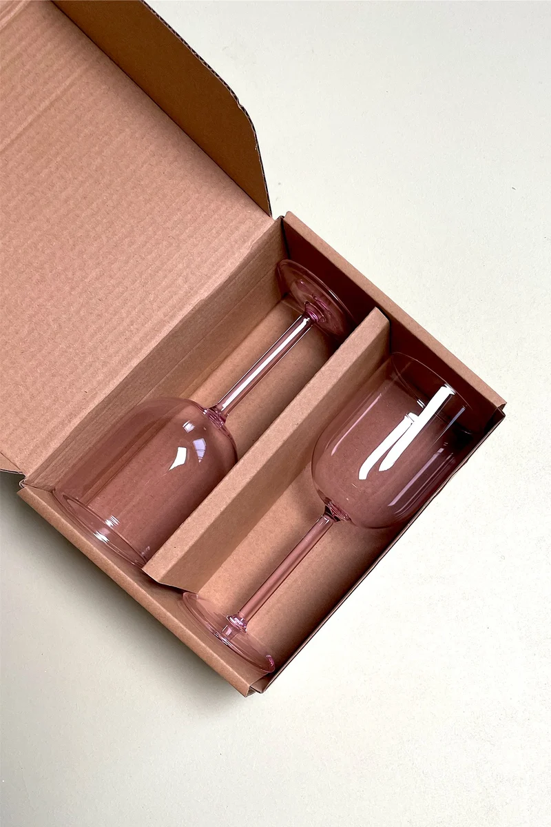 GLASSWARE, WINE GLASS, TALL, 2 PCS, ROSE