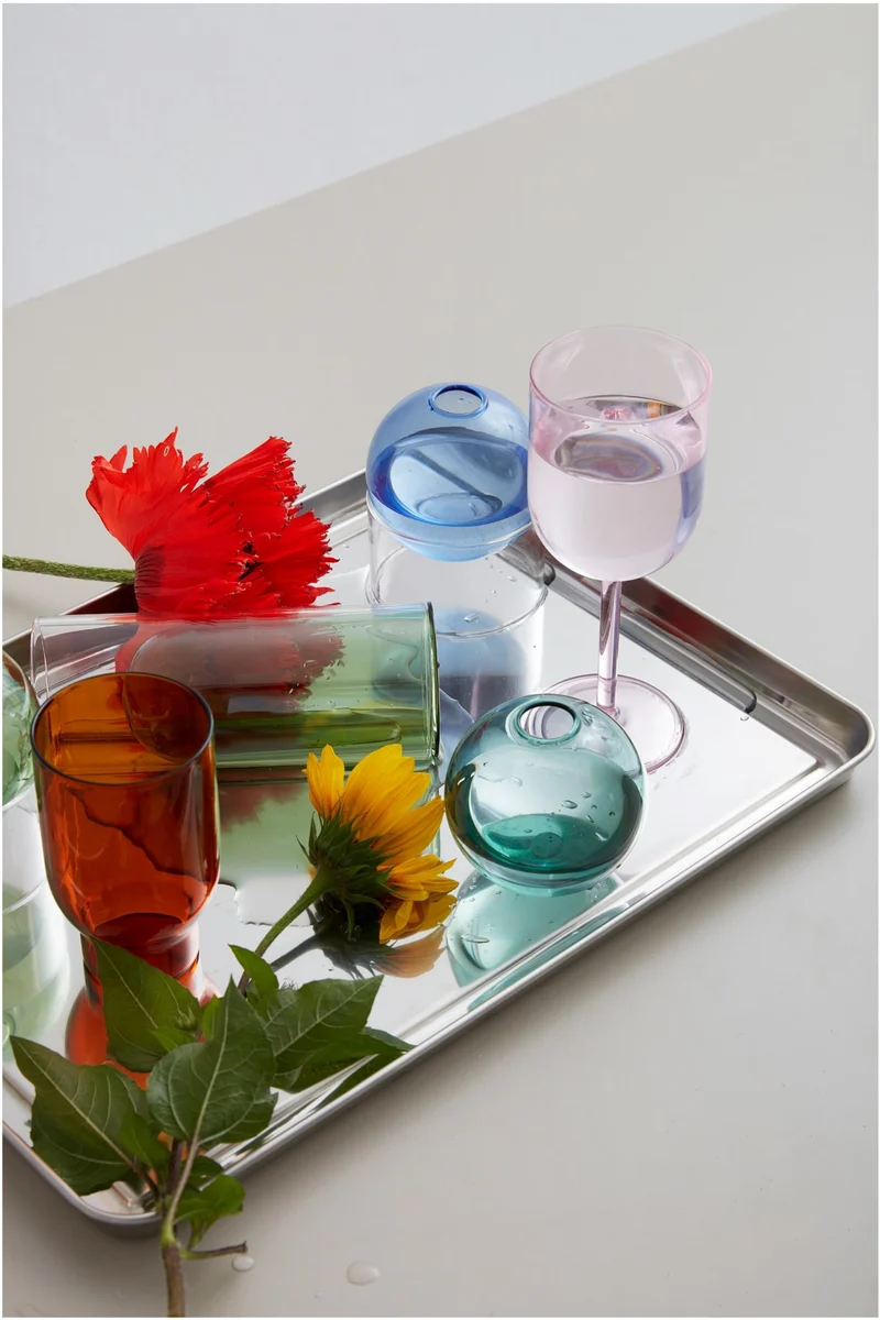 GLASSWARE, WINE GLASS, TALL, 2 PCS, ROSE