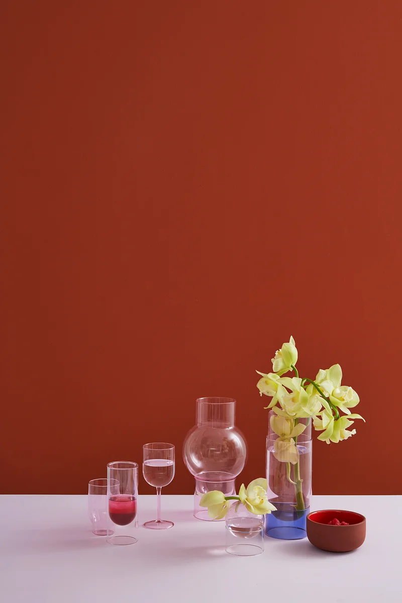 GLASSWARE, WATER GLASS, TALL, 2 PCS, ROSE