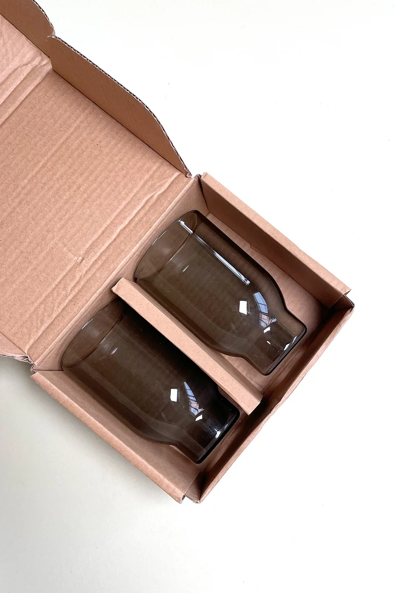 GLASSWARE, WATER GLASS, TALL, 2 PCS, SMOKE