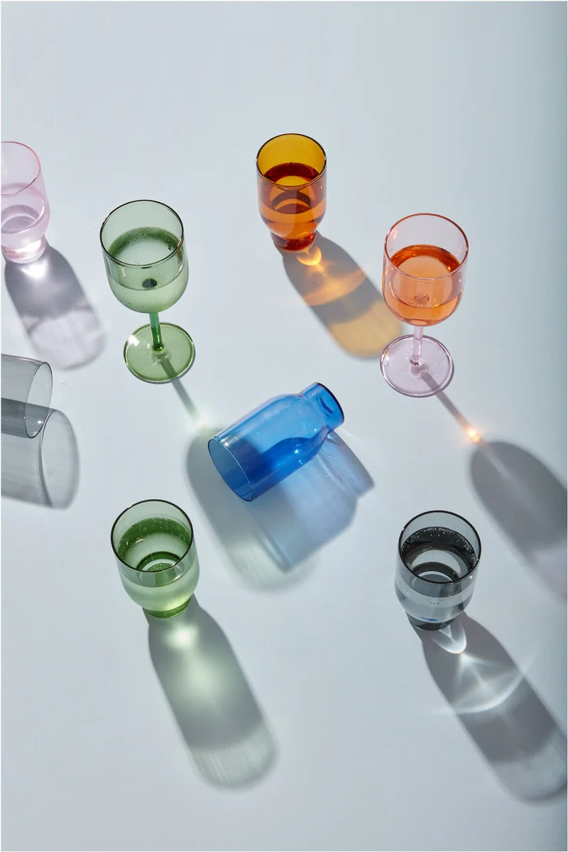 GLASSWARE, WATER GLASS, TALL, 2 PCS, SMOKE