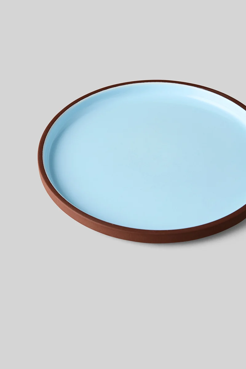 CLAYWARE, PLATE, MEDIUM, 2 PCS, TERRACOTTA/BLUE