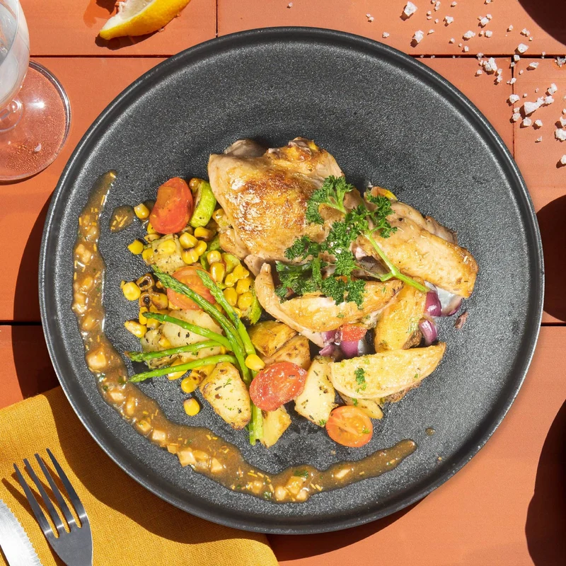 B. Macanese Style African Chicken W/ Seasonal Vegetables And Mix Herbs Potato