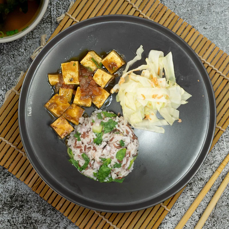 C. Taiwanese Style Braised Tofu with Mix Vegetables And Jasmine Rice