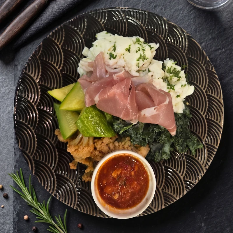 Fluffy Egg whites w/ Italian Parma Ham and Side Salad