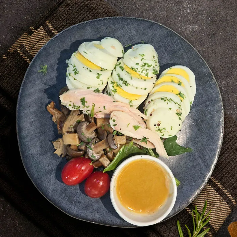 Poached Chicken and Egg Breakfast Bowl w/ Side Salad