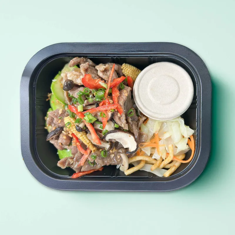 C. Beef and Mushroom Stir Fry with Chinese Noodles