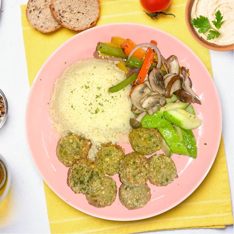 Roasted Falafel w/ Couscous & Cumin Hummus (FRI)