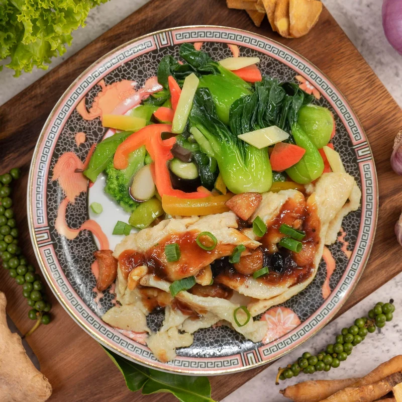 Black Bean Garlic Chicken W/ Asian Greens