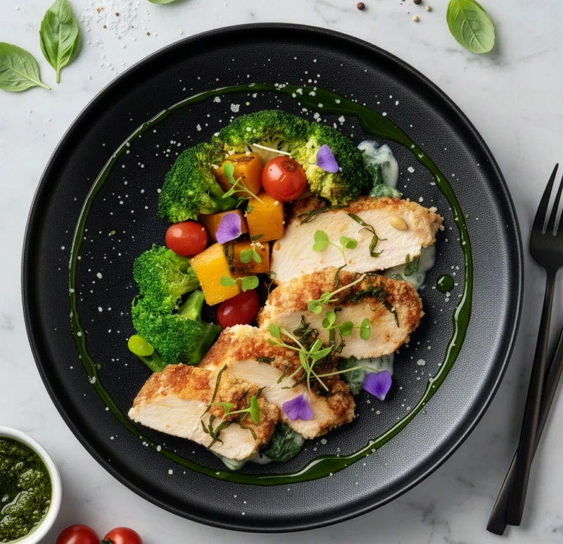 Slow Cooked Tuscan Style Chicken Breast W/ Roast Vegetables