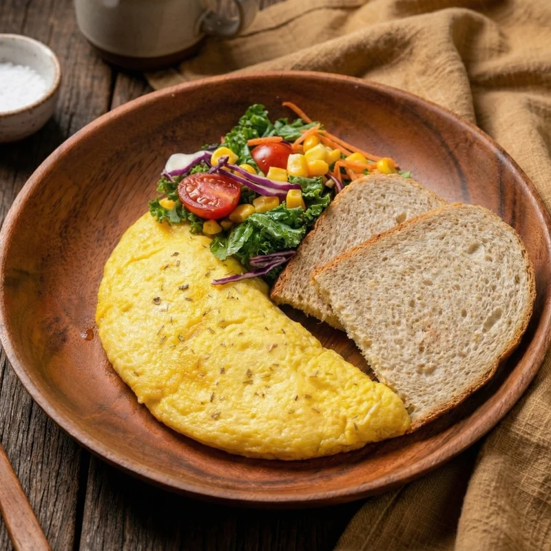 Lean Pork Loin And Mushroom Omelette W/ Rye Bread