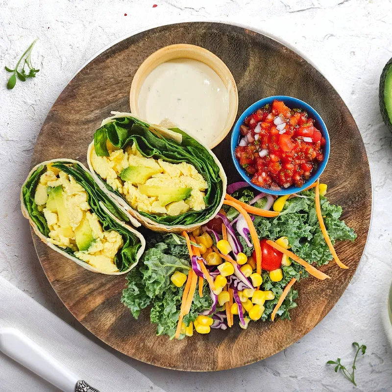 Breakfast Burrito w/ Tomato Salsa and Mexican Corn Salad