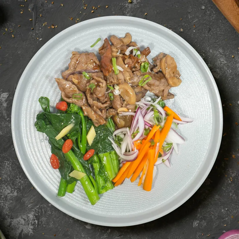 Healthy Beef Stirfry W/ Mushroom, Seasonal Vegetables