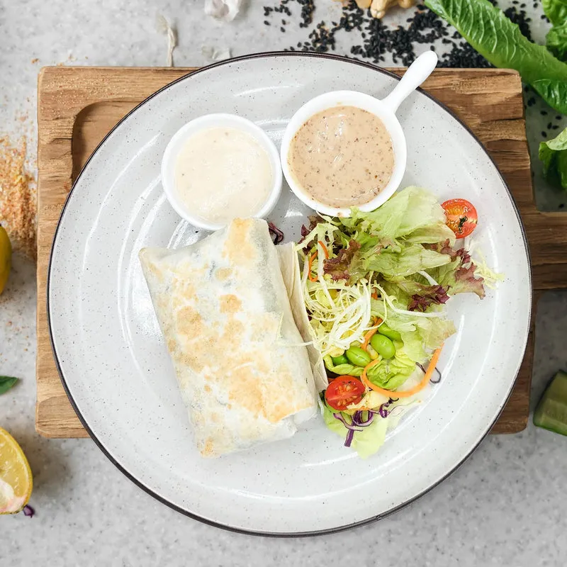 Healthy Caesar Breakfast Wrap W/ Tomato Quinoa Salad And Low Fat Ranch Dressing