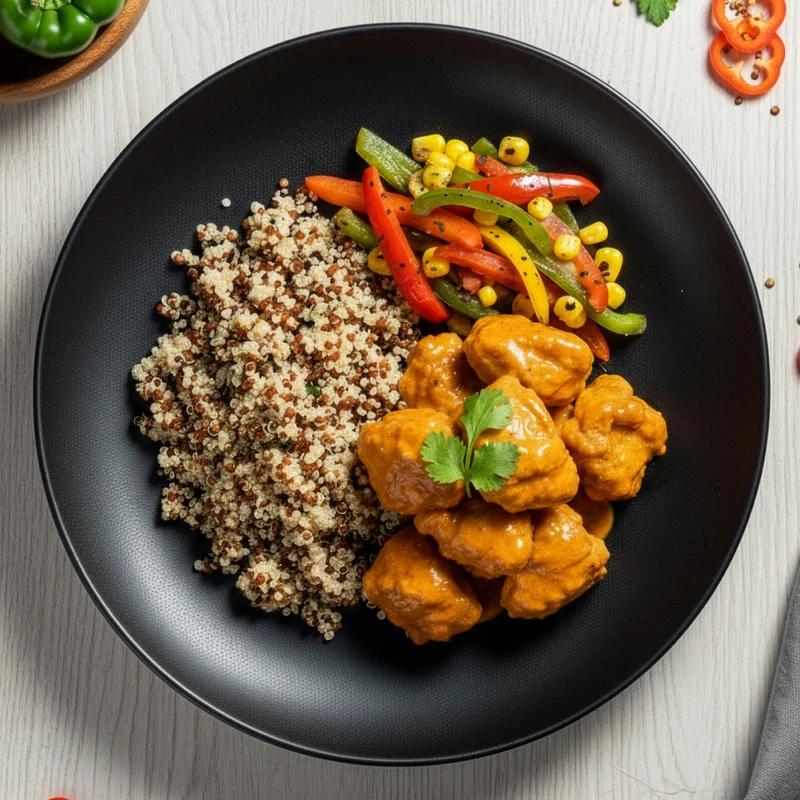 Low Fat Chicken Marsala W/ Seasonal Vegetables And Quinoa Mix Couscous