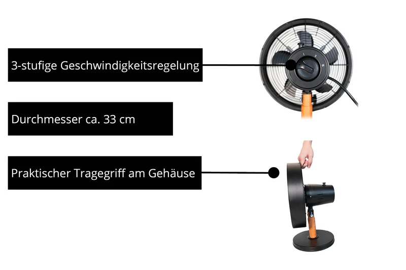 Tischventilator Black Steel