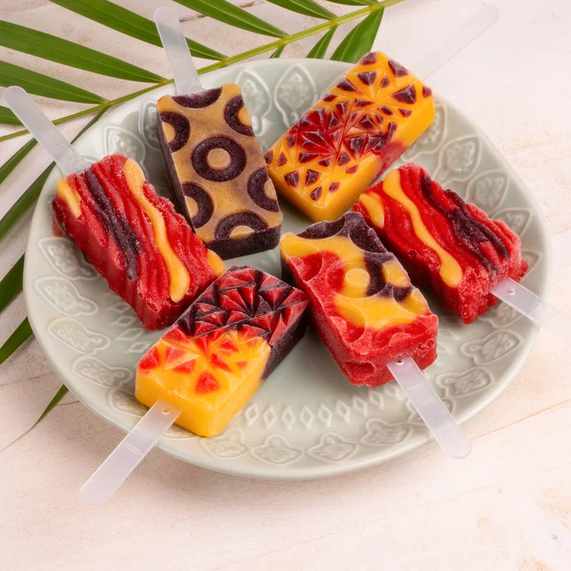 -Lurch- Eisform für Eis am Stiel "Triangle", Popsicles Silikon 2er Set mit Deckel wiederverwendbar